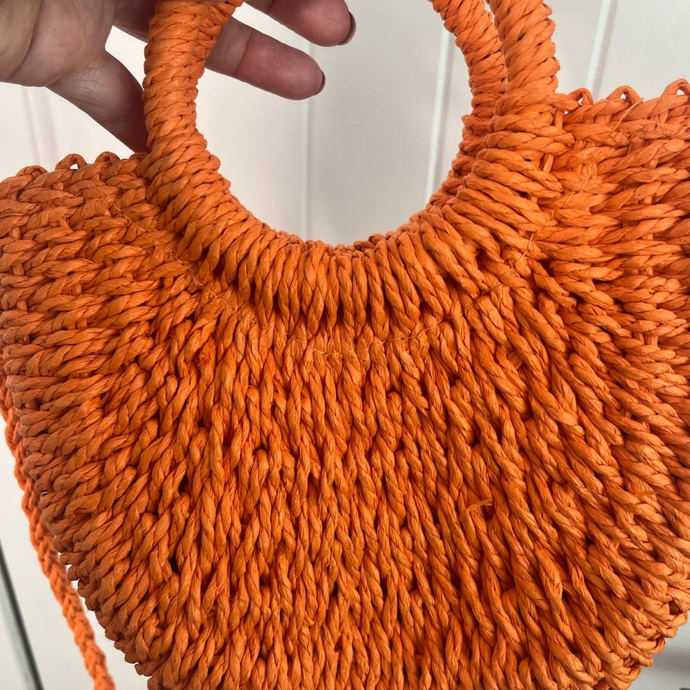 Orange Woven Handbag